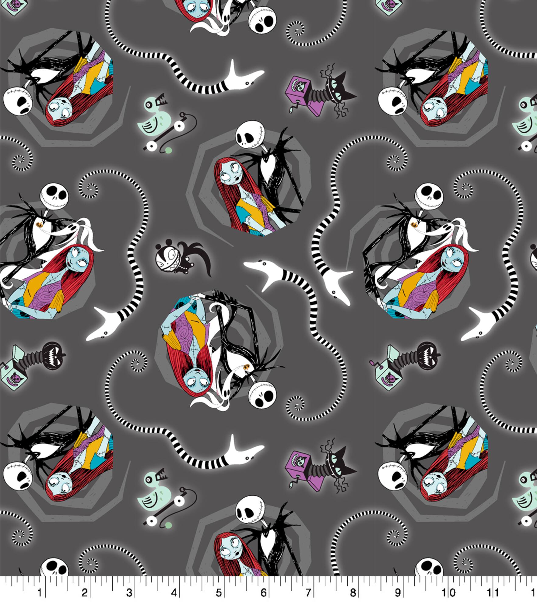 Disney Nightmare Before Christmas Jack & Sally Vortex Cotton Fabric